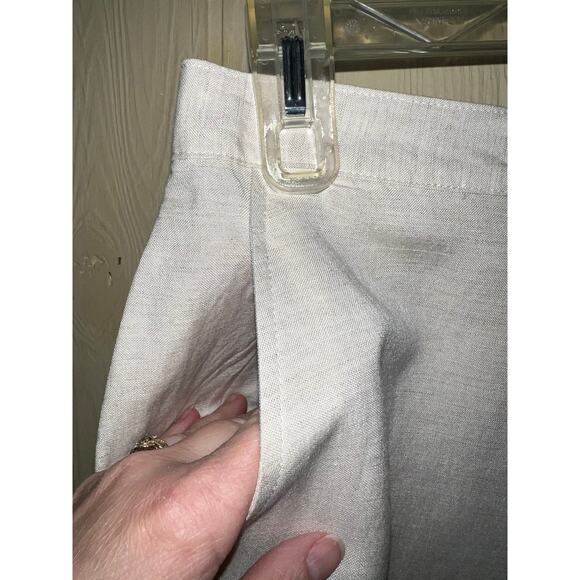 Ruby Rd. Pants Womens 10 Linen Blend Ankle Crop Straight Leg Quite Luxury Tan - Picture 3 of 10